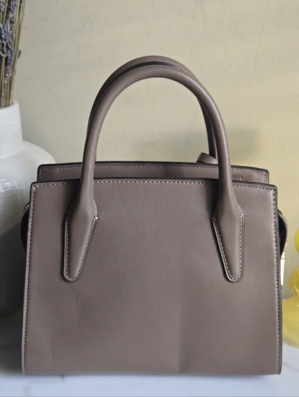 Like New Coach Andrea Dark Stone Carryall Satchel Bag Without Strap